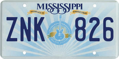 MS license plate ZNK826