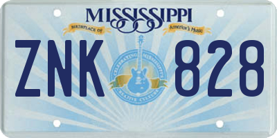 MS license plate ZNK828