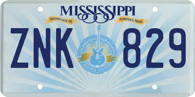 MS license plate ZNK829