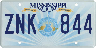 MS license plate ZNK844