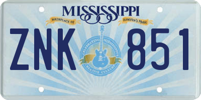 MS license plate ZNK851