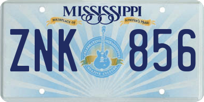 MS license plate ZNK856