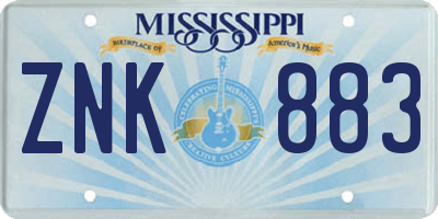 MS license plate ZNK883