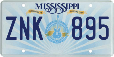 MS license plate ZNK895