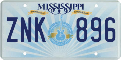 MS license plate ZNK896