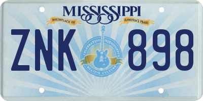 MS license plate ZNK898