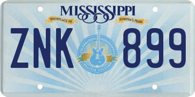 MS license plate ZNK899