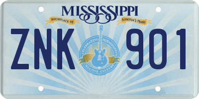 MS license plate ZNK901