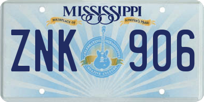 MS license plate ZNK906