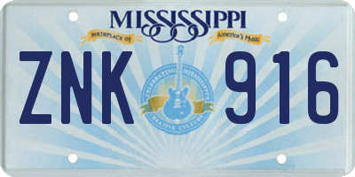 MS license plate ZNK916