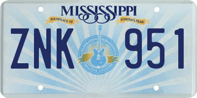 MS license plate ZNK951