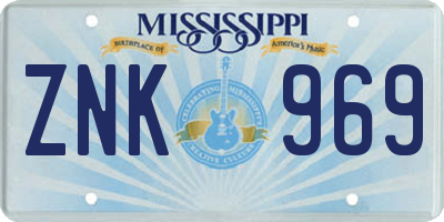 MS license plate ZNK969