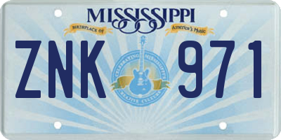 MS license plate ZNK971