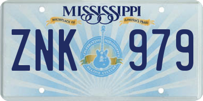 MS license plate ZNK979