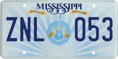 MS license plate ZNL053