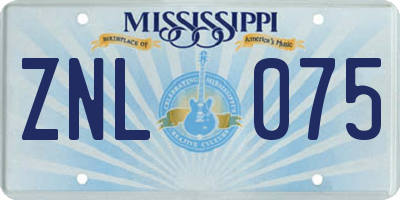 MS license plate ZNL075