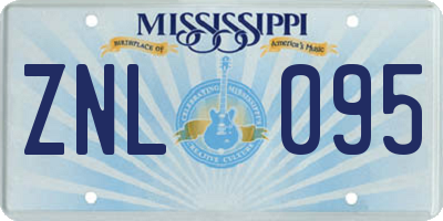 MS license plate ZNL095