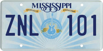 MS license plate ZNL101