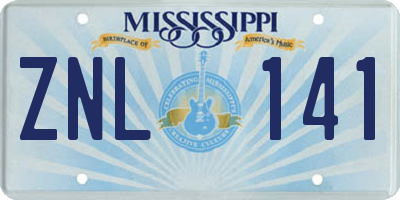 MS license plate ZNL141