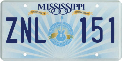 MS license plate ZNL151