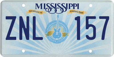 MS license plate ZNL157