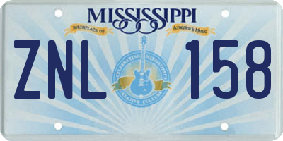 MS license plate ZNL158