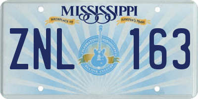 MS license plate ZNL163