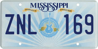 MS license plate ZNL169