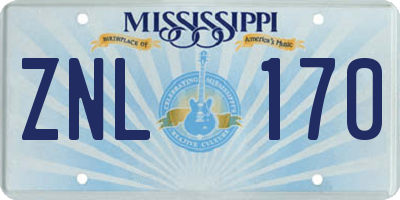 MS license plate ZNL170