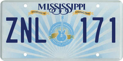 MS license plate ZNL171