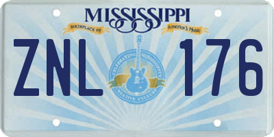 MS license plate ZNL176