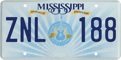MS license plate ZNL188