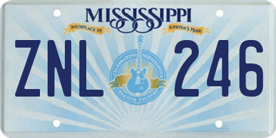 MS license plate ZNL246