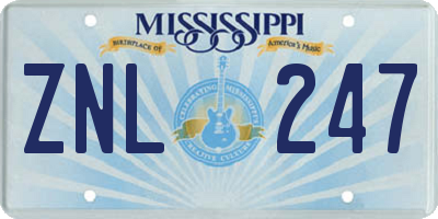 MS license plate ZNL247