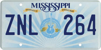 MS license plate ZNL264