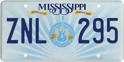 MS license plate ZNL295