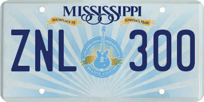 MS license plate ZNL300