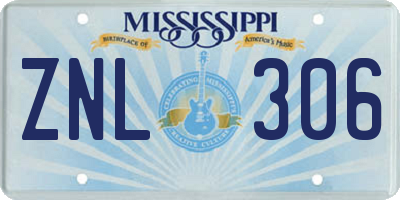 MS license plate ZNL306