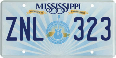 MS license plate ZNL323