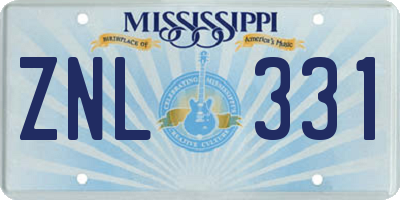 MS license plate ZNL331
