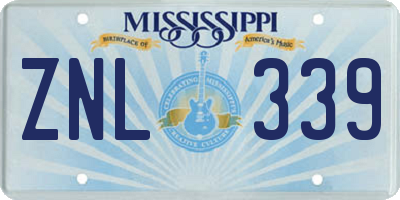 MS license plate ZNL339