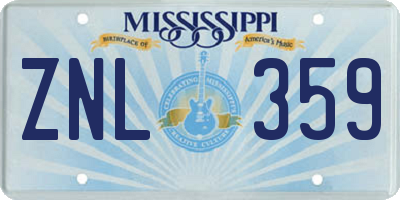 MS license plate ZNL359
