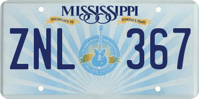 MS license plate ZNL367