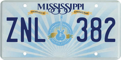 MS license plate ZNL382