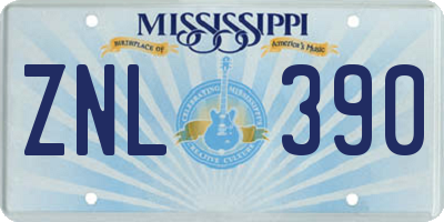 MS license plate ZNL390