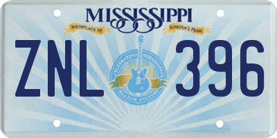 MS license plate ZNL396
