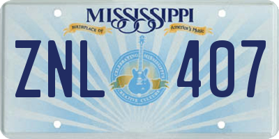MS license plate ZNL407