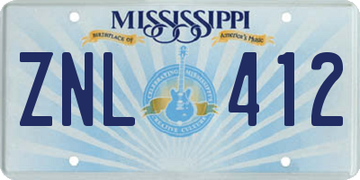 MS license plate ZNL412