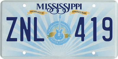 MS license plate ZNL419