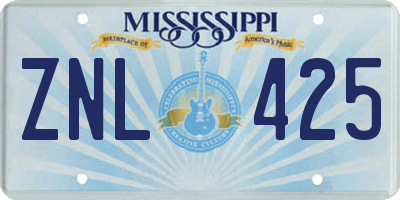 MS license plate ZNL425